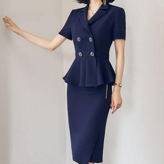 Short-sleeve Blazer / Pencil Skirt / Set