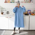 Tall Size Pastel Color Long Hoodie Dress
