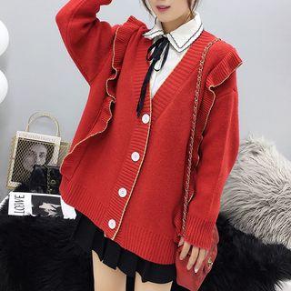 Ruffled Trim Cardigan