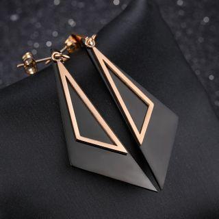 Triangle Stainless Steel Dangle Earring 383 - 1 Pair - Black & Gold - One Size