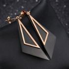 Triangle Stainless Steel Dangle Earring 383 - 1 Pair - Black & Gold - One Size