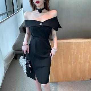 Rhinestone Off-shoulder Sheath Dress