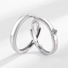 Couple Matching Rhinestone Sterling Silver Open Ring