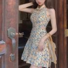 Floral Sleeveless Cutout Mini A-line Dress