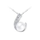 925 Sterling Silver Fashion Pearl Pendant With White Cubic Zircon And Necklace