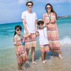 Family Matching Set: Short-sleeve T-shirt + Shorts / Short-sleeve Maxi Dress