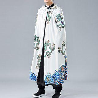 Dragon Print Hooded Cape