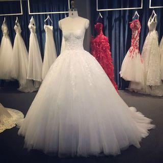 Bandeau Lace Wedding Ball Gown With Train
