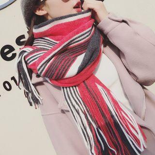 Striped Fringed Neck Scarf