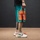 Buckled-accent Colorblock Cargo Shorts