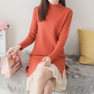 Set: Mock Neck Sweater Dress + Lace Skirt