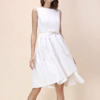 Plain Tank Midi Dress With Belt
