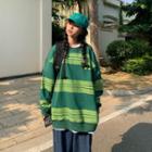 Long-sleeve Two Tone Striped Sweatshirt