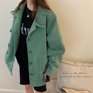Striped Loose-fit Jacket Green - One Size