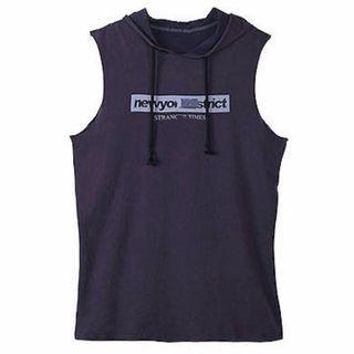 Sleeveless Lettering Print Hoodie
