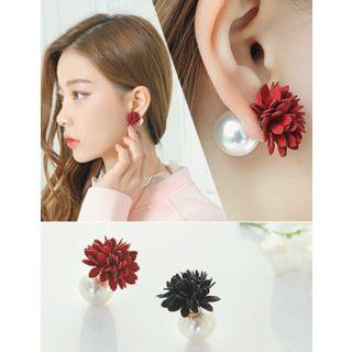 Flower Faux-pearl Stud Earrings