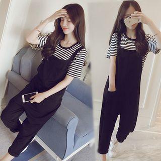 Set : Jumper Pants + Striped Tee