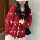 Floral Cardigan Red - One Size