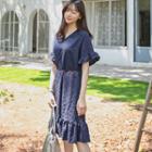 Ruffle-trim Boxy-fit Dress With Cord
