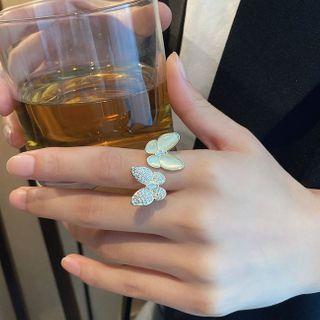 Alloy Butterfly Open Ring 1 Pc - Alloy Butterfly Open Ring - One Size