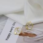 Rhinestone Moon & Clover Earring 1 Pair - 925 Silver - Gold - One Size