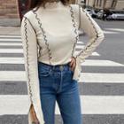 Bell-sleeve Ruffled-trim Crop Top