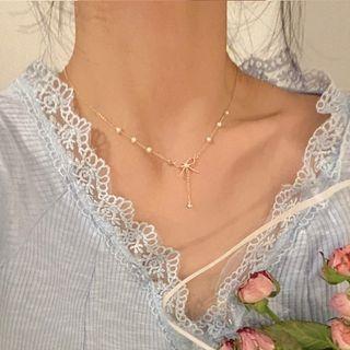 Bow Pendant Alloy Choker Gold - One Size