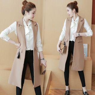 Notch Lapel Long Vest With Tassel