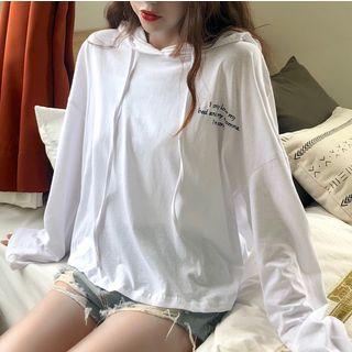 Letter Print Hooded T-shirt