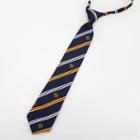 Striped Emblem No Tie Neck Tie Yellow & White & Blue - One Size