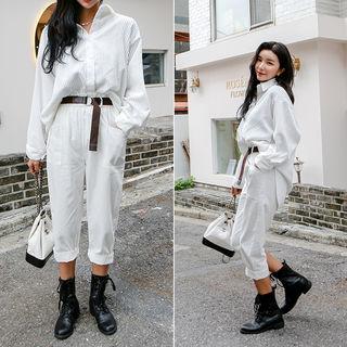 Band-waist Baggy Pants With Belt