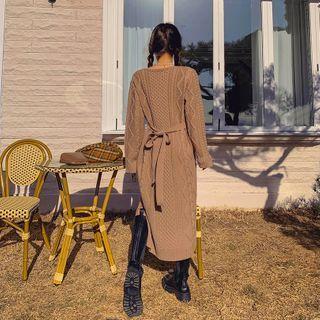 Tie-back Cable-knit Long Dress