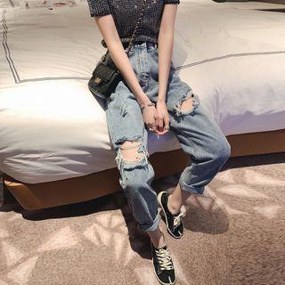 Distressed Harem Jeans / Denim Shorts