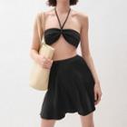 Set: Halter Cropped Camisole Top + Mini A-line Skirt