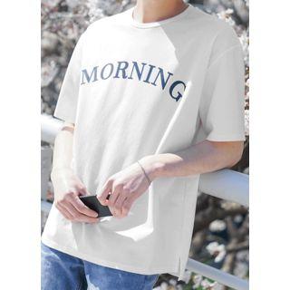 Morning Printed Slit-side T-shirt