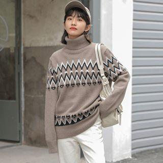 Jacquard Turtle Neck Sweater
