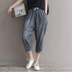 Striped Drawstring Cropped Jeans