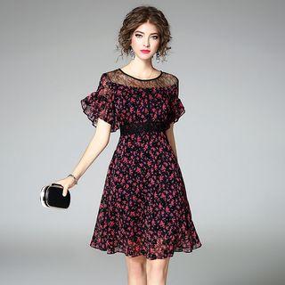Lace-panel Short-sleeve Dress