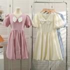 Ribbon-accent Puff-sleeve Midi Dress In 5 Colors