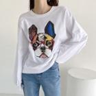 Bulldog Print Cotton T-shirt