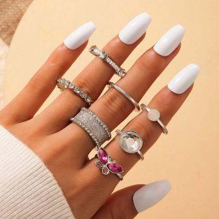 Set Of 7: Ring Set Of 7 - 9011 - Silver - One Size