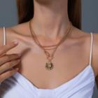 Alloy Coin Pendant Layered Necklace 9917 - 01 - Gold - One Size