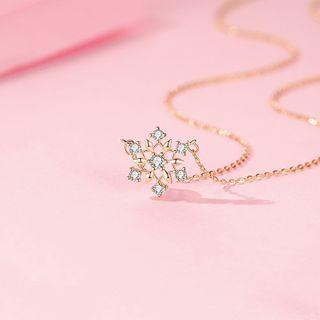 Rhinestone Snowflake Necklace Gold - One Size