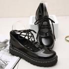 Lace-up Platform Faux Leather Shoes