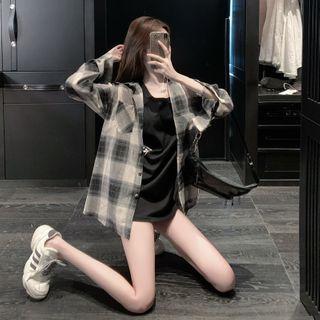Print Tank Top / Plaid Shirt