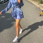 Smocked-waist Layered Miniskirt