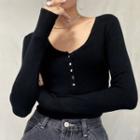 Henley Cropped Knit Top