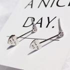 925 Sterling Silver Lettering Heart Dangle Earring Silver - One Size