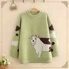 Cow Print Round Neck Sweater