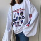 Printed Lantern-sleeve Sweatshirt